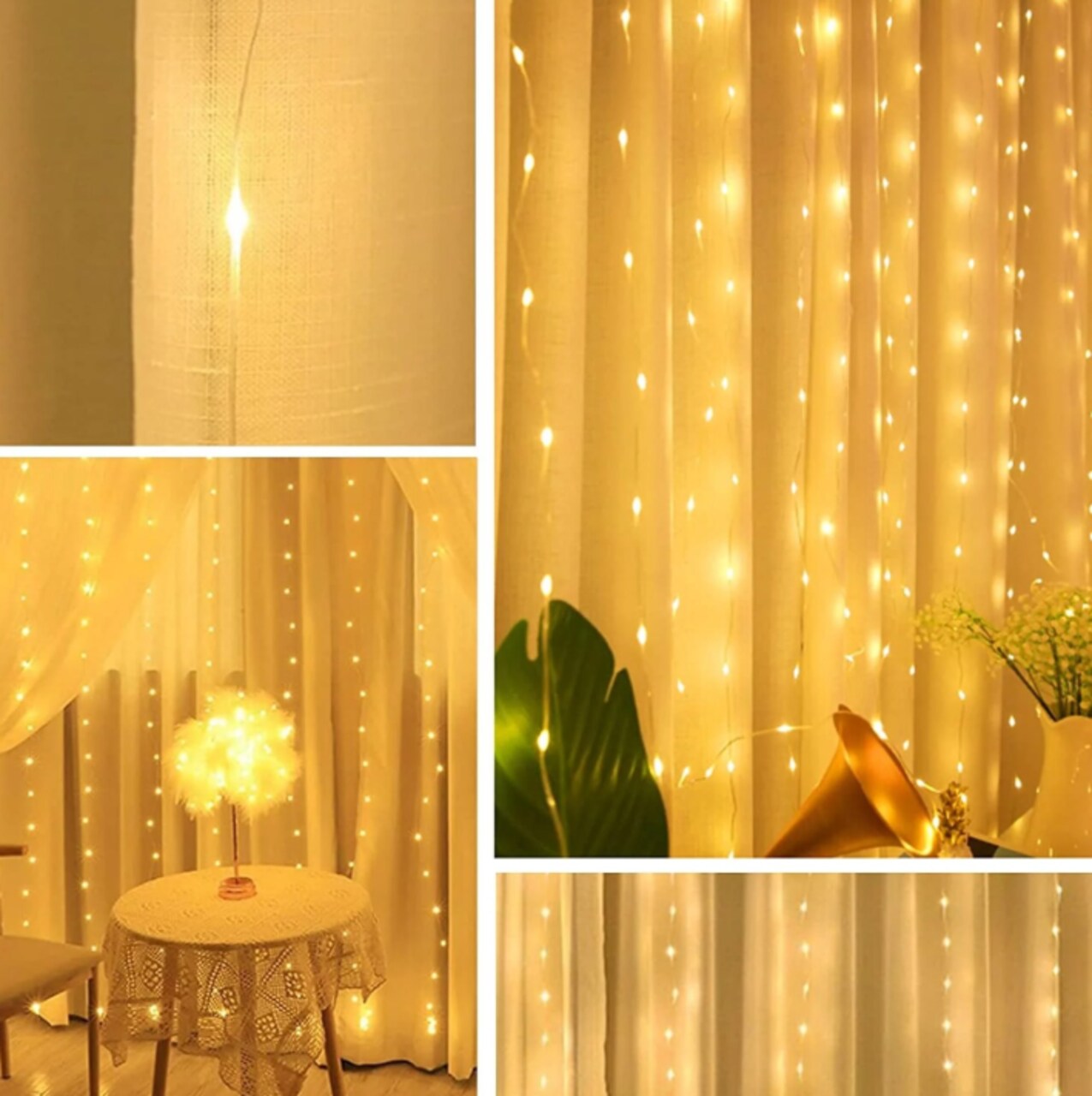 Romantic 200 LED Curtain Lights – 8 Lighting Modes with US Plug (6ft x 9ft)